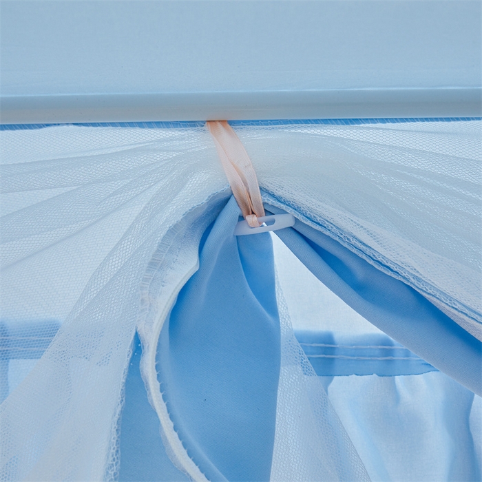 91家纺网 家纺一手货源 找家纺 浪幔纱蚊帐 2025新款A类可拆卸床单全底防摔蚊帐遮光床帘一体式回底拉链坐床 舒亚蓝【回底款】