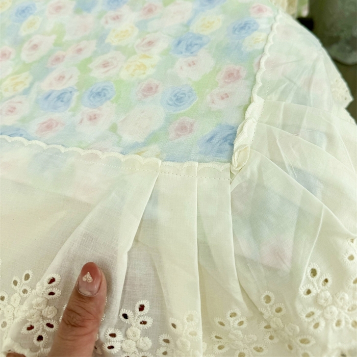 91家纺网 家纺一手货源 找家纺 眠博士2025新款双层纱印花花边夏被花卉系列  夏被-薄雾玫瑰