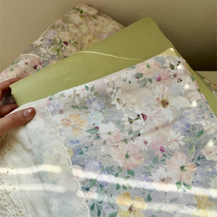 91家纺网 家纺一手货源 找家纺 眠博士2025新款双层纱印花花边夏被花卉系列  夏被-楼兰