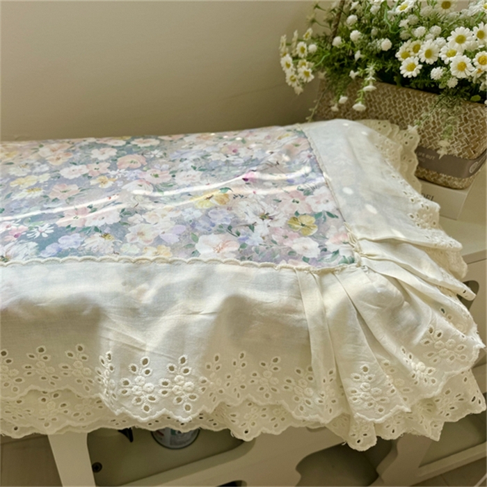 91家纺网 家纺一手货源 找家纺 眠博士2025新款双层纱印花花边夏被花卉系列  夏被-楼兰