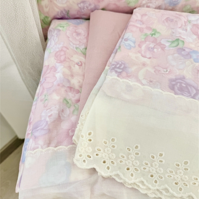 91家纺网 家纺一手货源 找家纺 眠博士2025新款双层纱印花花边夏被花卉系列  夏被-甜美梦境