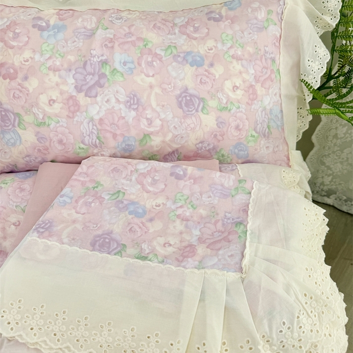 91家纺网 家纺一手货源 找家纺 眠博士2025新款双层纱印花花边夏被花卉系列  夏被-甜美梦境