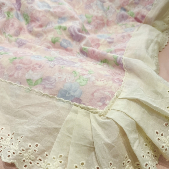 91家纺网 家纺一手货源 找家纺 眠博士2025新款双层纱印花花边夏被花卉系列  夏被-甜美梦境