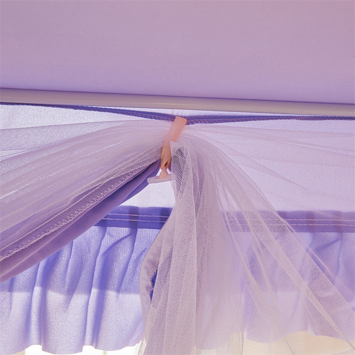 91家纺网 家纺一手货源 找家纺 浪幔纱蚊帐 2025新款A类可拆卸床单全底防摔蚊帐遮光床帘一体式回底拉链坐床 优雅紫【回底款】