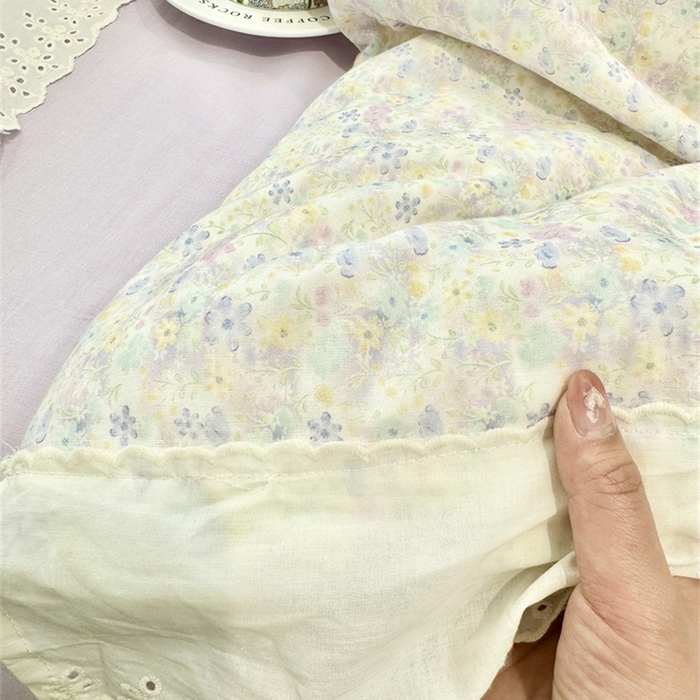 91家纺网 家纺一手货源 找家纺 眠博士2025新款双层纱印花花边夏被花卉系列  夏被-茱丽叶