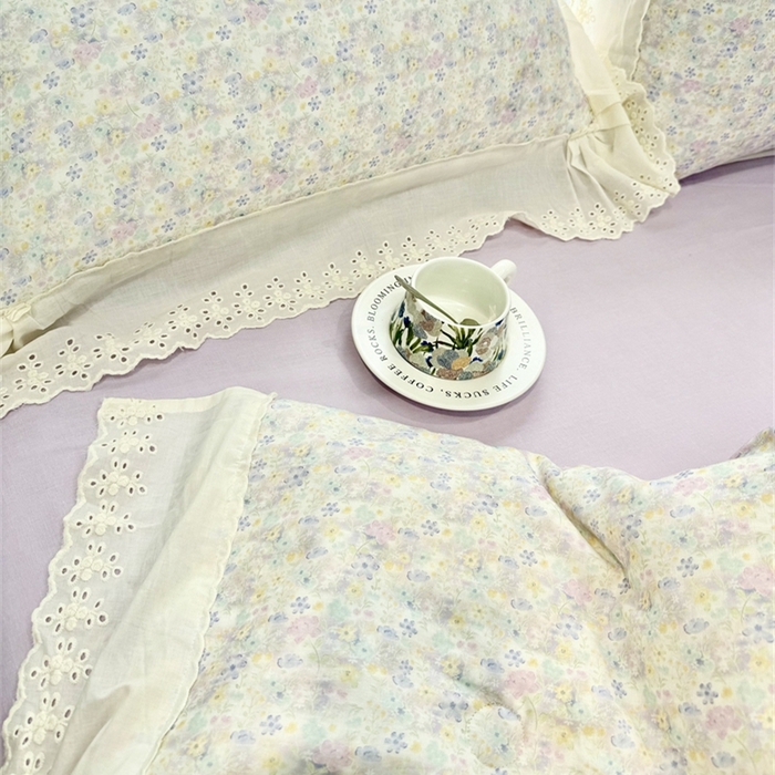 91家纺网 家纺一手货源 找家纺 眠博士2025新款双层纱印花花边夏被花卉系列  夏被-茱丽叶