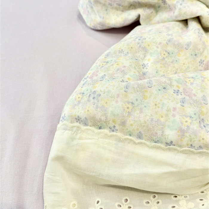 91家纺网 家纺一手货源 找家纺 眠博士2025新款双层纱印花花边夏被花卉系列  夏被-茱丽叶