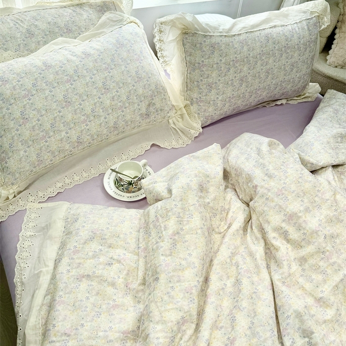 91家纺网 家纺一手货源 找家纺 眠博士2025新款双层纱印花花边夏被花卉系列  夏被-茱丽叶