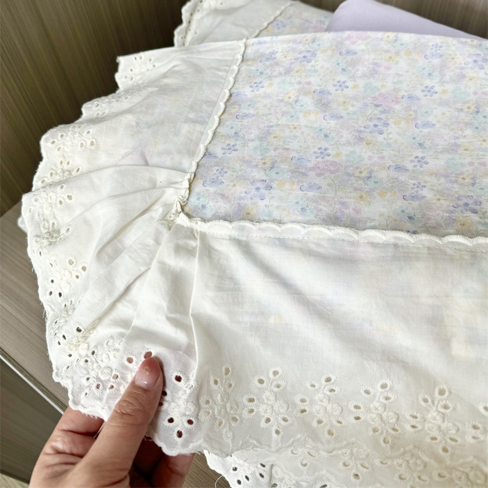 91家纺网 家纺一手货源 找家纺 眠博士2025新款双层纱印花花边夏被花卉系列  夏被-茱丽叶