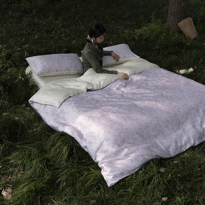 咏绒家纺工厂店 2025新款A类奥地利进口天丝轻奢花卉款四件套系列 慕沙粉-风格一