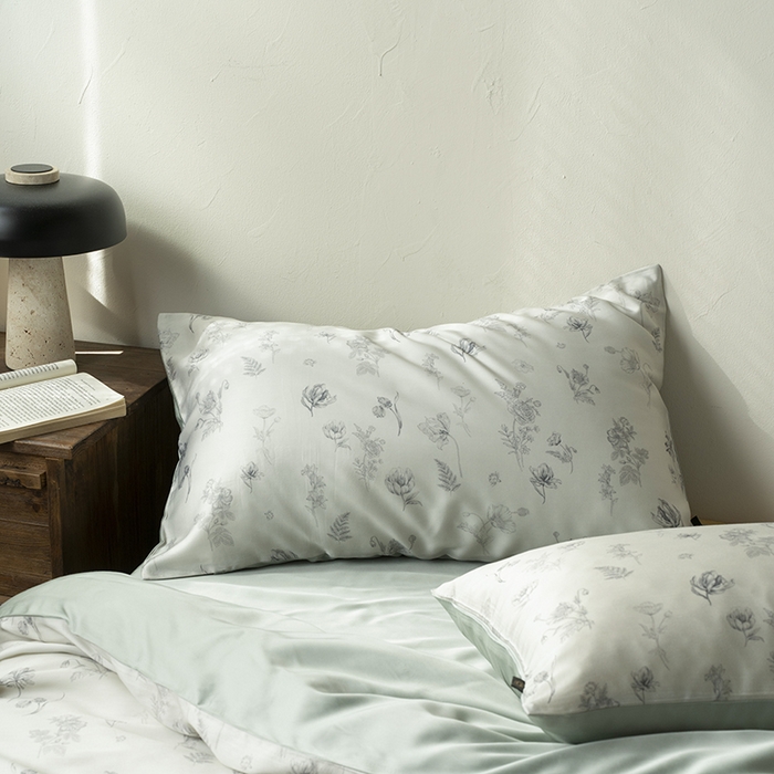 91家纺网 家纺一手货源 找家纺 咏绒家纺工厂店 2025新款A类奥地利进口天丝轻奢花卉款四件套系列 知晓绿-风格一