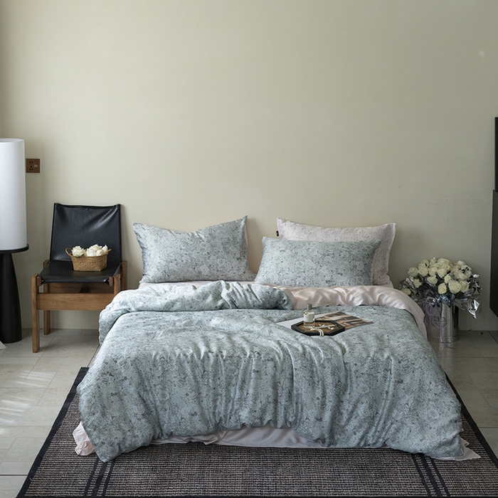 咏绒家纺工厂店 2025新款A类奥地利进口天丝轻奢花卉款四件套系列 安夏绿-风格二