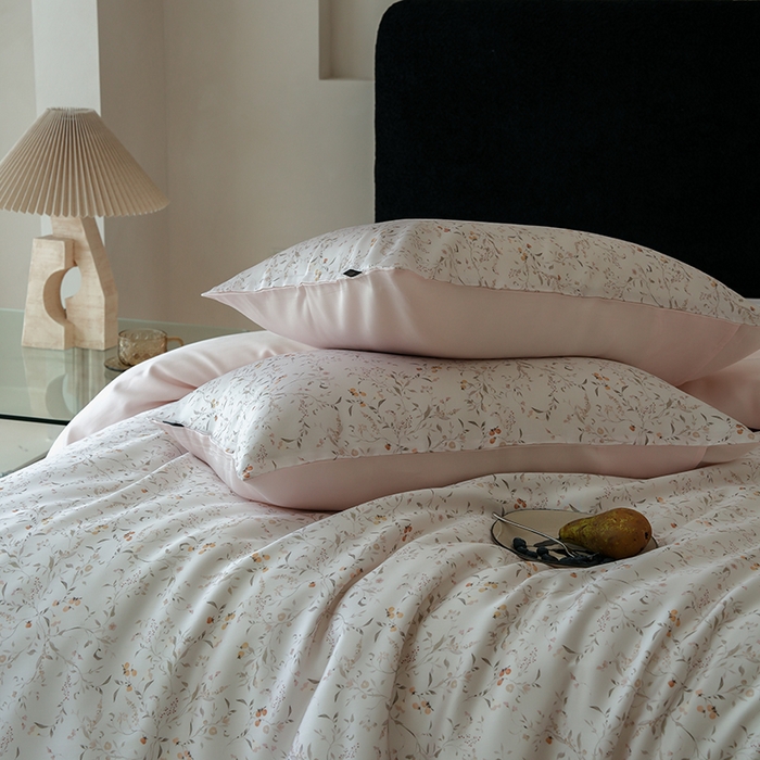 91家纺网 家纺一手货源 找家纺 咏绒家纺工厂店 2025新款A类奥地利进口天丝轻奢花卉款四件套系列 慕莎白-风格二