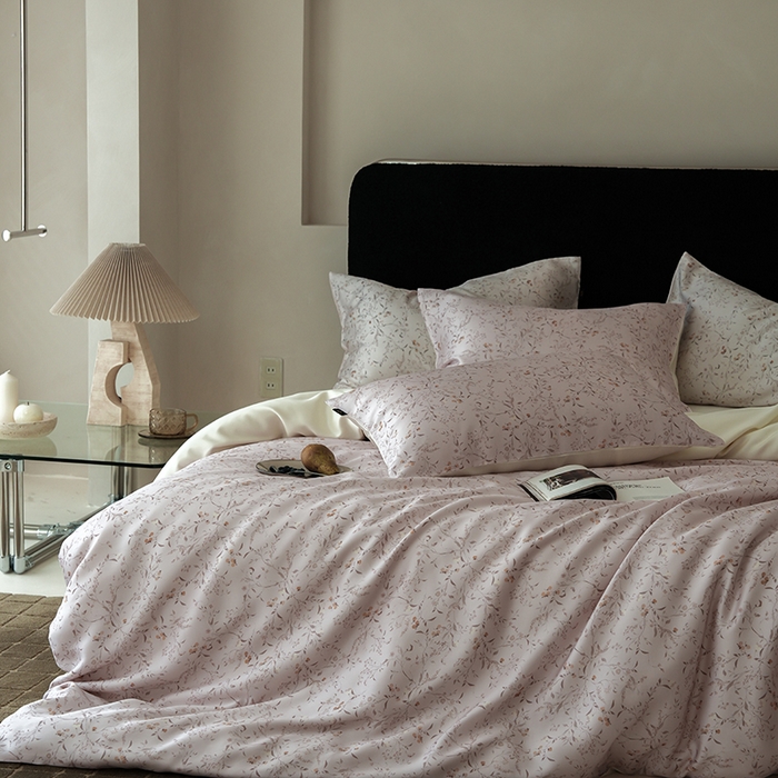 91家纺网 家纺一手货源 找家纺 咏绒家纺工厂店 2025新款A类奥地利进口天丝轻奢花卉款四件套系列 慕莎粉-风格二