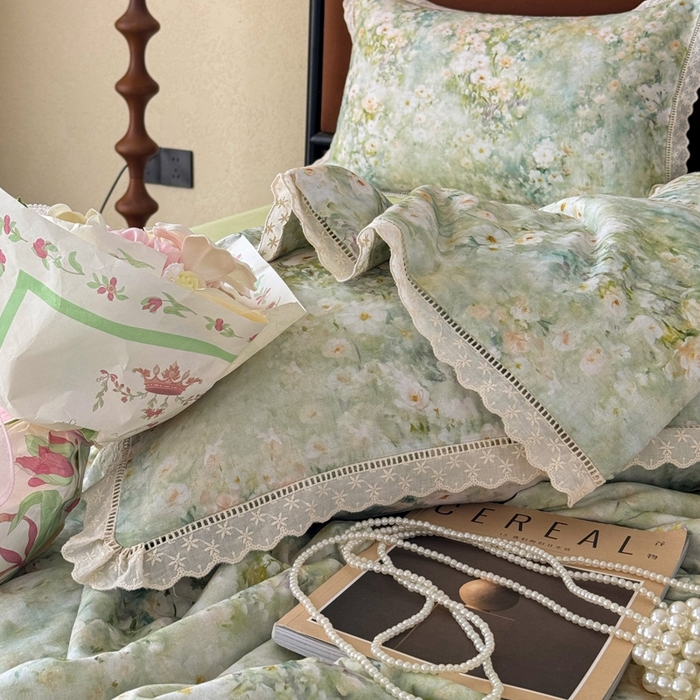 91家纺网 家纺一手货源 找家纺 （总）眠博士2025新款双层纱印花法式花边夏被 