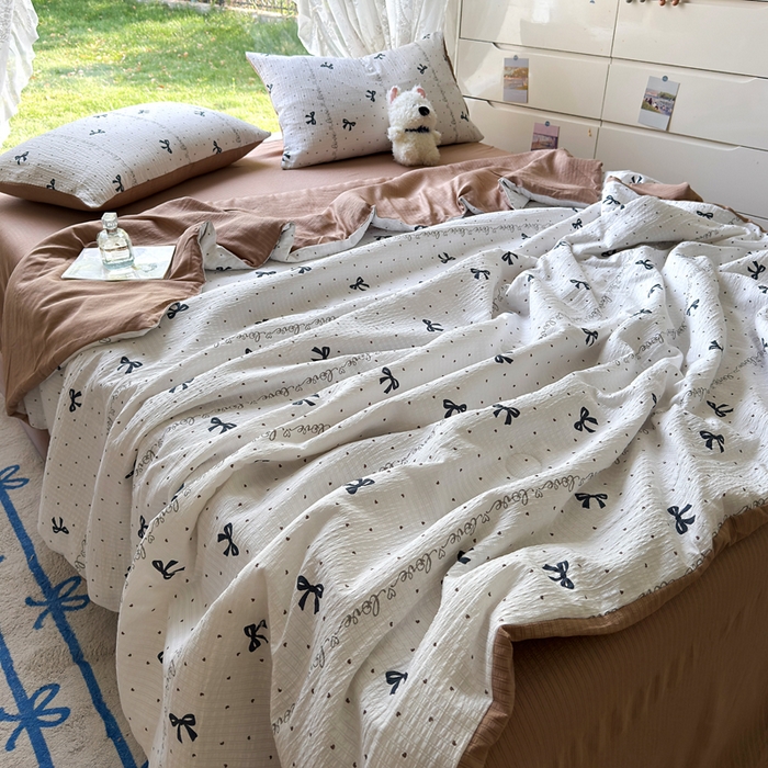 91家纺网 家纺一手货源 找家纺 （总）王朝国际 2025新款直播热款有氧双层纱碎花夏被四件套