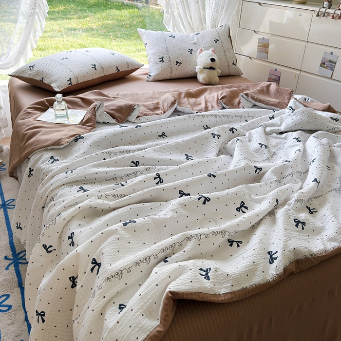 91家纺网 家纺一手货源 找家纺 （总）王朝国际 2025新款直播热款有氧双层纱碎花夏被四件套