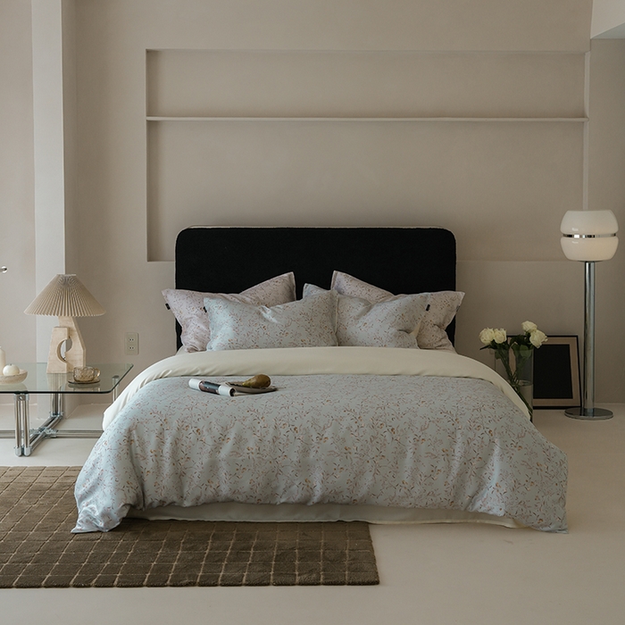 咏绒家纺工厂店 2025新款A类奥地利进口天丝轻奢花卉款四件套系列 慕莎绿-风格二