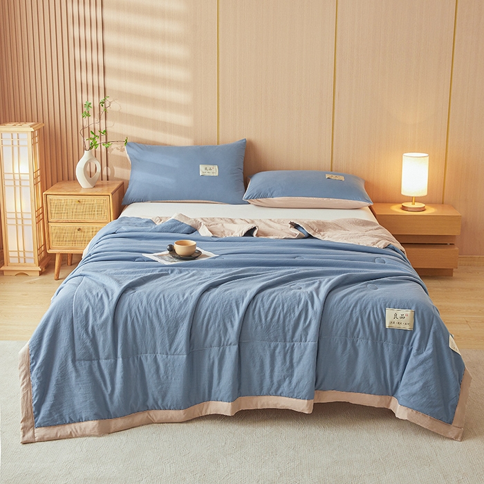 91家纺网 家纺一手货源 找家纺 咏绒家纺工厂店 2025春夏新款7A抗菌水洗棉大豆夏被夏凉被空调被 7A宾利蓝