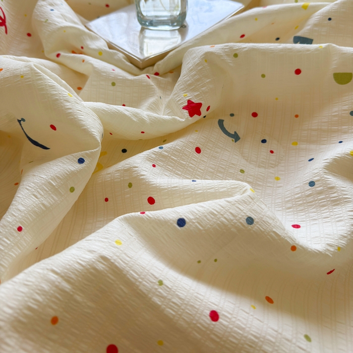 91家纺网 家纺一手货源 找家纺 王朝国际 2025新款直播热款有氧双层纱碎花夏被四件套 奶油派