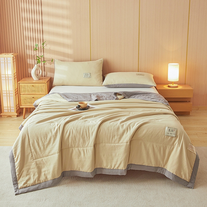 91家纺网 家纺一手货源 找家纺 咏绒家纺工厂店 2025春夏新款7A抗菌水洗棉大豆夏被夏凉被空调被 7A高级咖