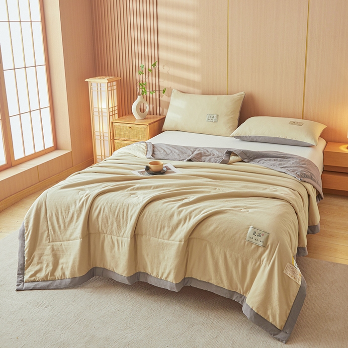 91家纺网 家纺一手货源 找家纺 咏绒家纺工厂店 2025春夏新款7A抗菌水洗棉大豆夏被夏凉被空调被 7A高级咖