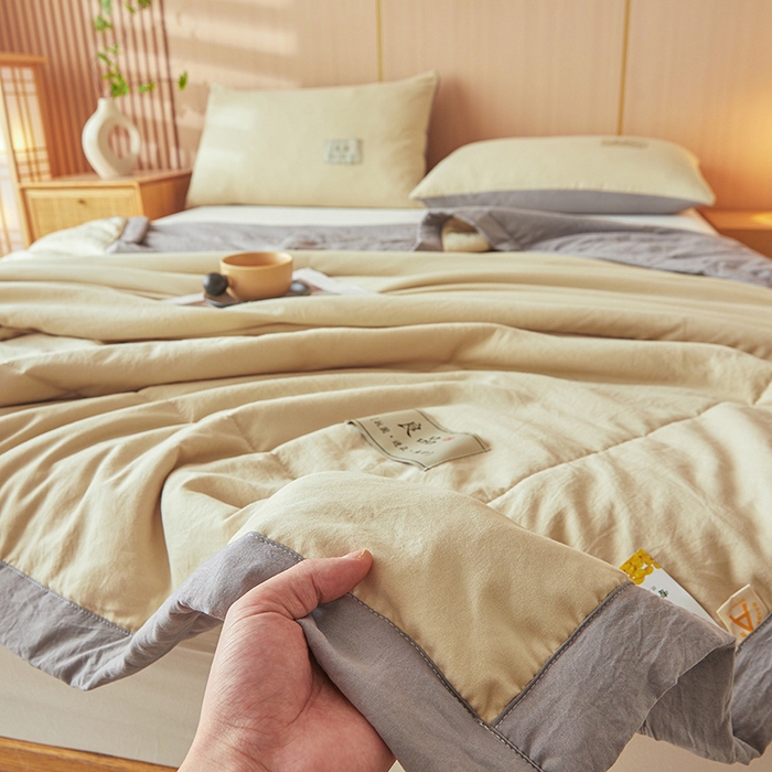 91家纺网 家纺一手货源 找家纺 咏绒家纺工厂店 2025春夏新款7A抗菌水洗棉大豆夏被夏凉被空调被 7A高级咖