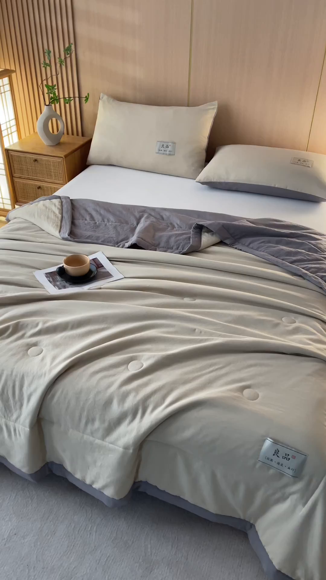 91家纺网 家纺一手货源 找家纺 咏绒家纺工厂店 2025春夏新款7A抗菌水洗棉大豆夏被夏凉被空调被 7A高级咖