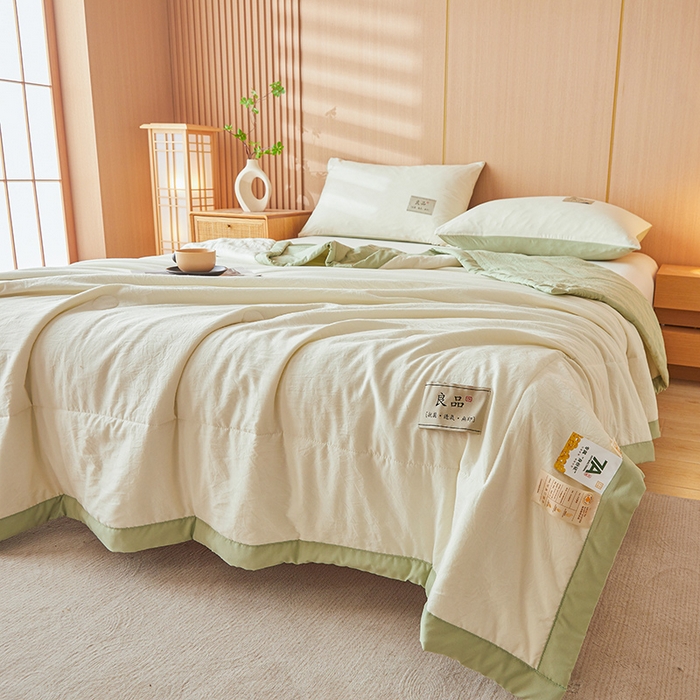 91家纺网 家纺一手货源 找家纺 咏绒家纺工厂店 2025春夏新款7A抗菌水洗棉大豆夏被夏凉被空调被 7A抹茶绿