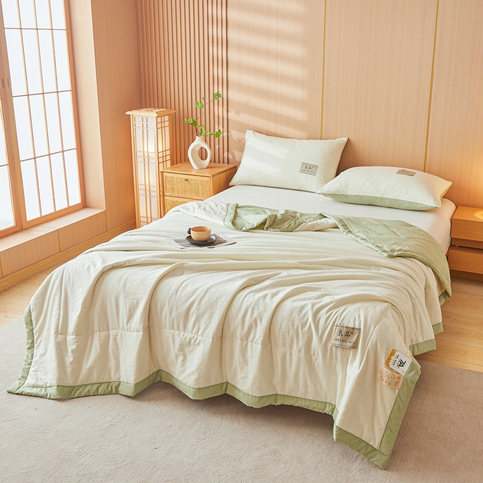 91家纺网 家纺一手货源 找家纺 咏绒家纺工厂店 2025春夏新款7A抗菌水洗棉大豆夏被夏凉被空调被 7A抹茶绿