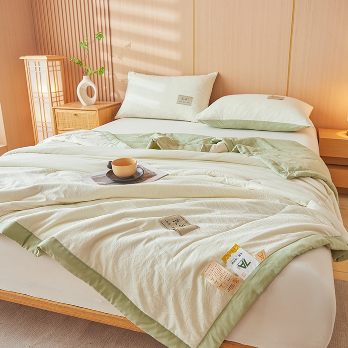 91家纺网 家纺一手货源 找家纺 咏绒家纺工厂店 2025春夏新款7A抗菌水洗棉大豆夏被夏凉被空调被 7A抹茶绿