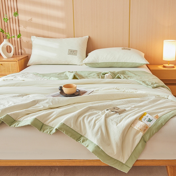 91家纺网 家纺一手货源 找家纺 咏绒家纺工厂店 2025春夏新款7A抗菌水洗棉大豆夏被夏凉被空调被 7A抹茶绿