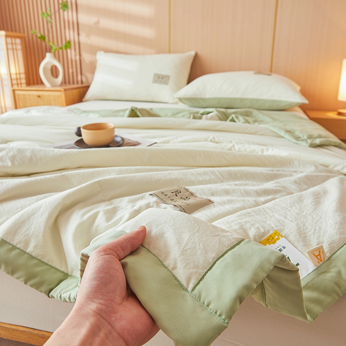 91家纺网 家纺一手货源 找家纺 咏绒家纺工厂店 2025春夏新款7A抗菌水洗棉大豆夏被夏凉被空调被 7A抹茶绿