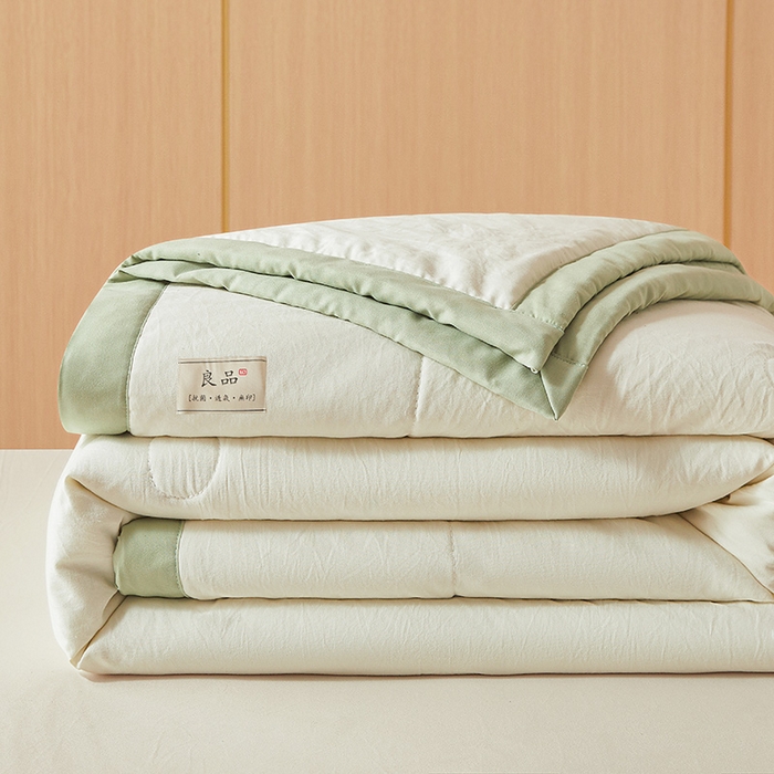 91家纺网 家纺一手货源 找家纺 咏绒家纺工厂店 2025春夏新款7A抗菌水洗棉大豆夏被夏凉被空调被 7A抹茶绿