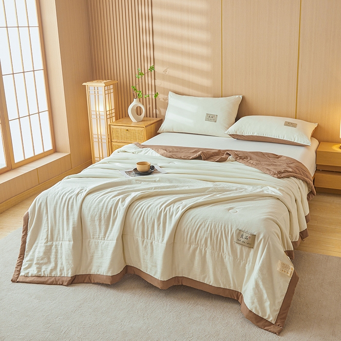 91家纺网 家纺一手货源 找家纺 咏绒家纺工厂店 2025春夏新款7A抗菌水洗棉大豆夏被夏凉被空调被 7A深棕色