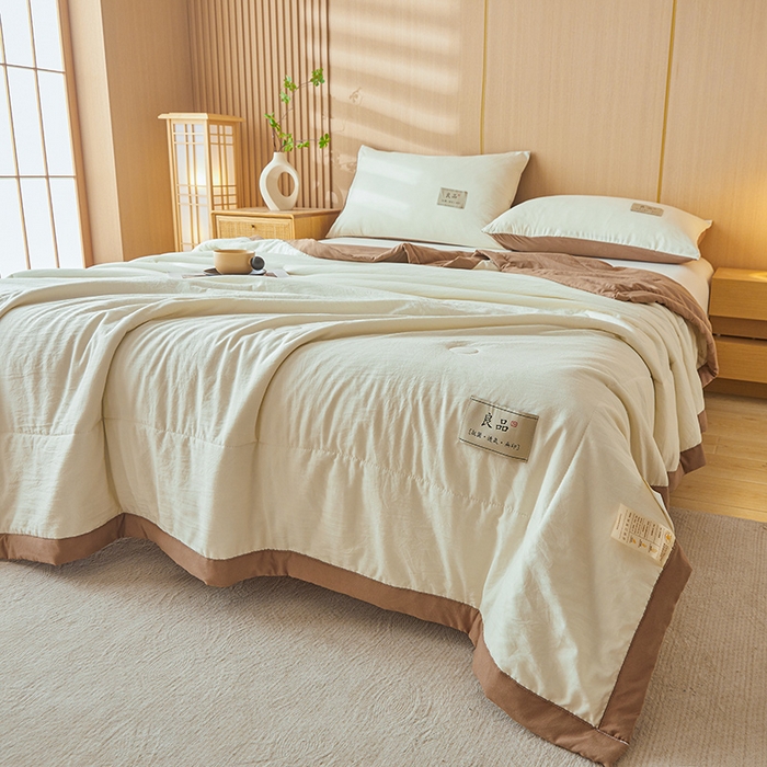 91家纺网 家纺一手货源 找家纺 咏绒家纺工厂店 2025春夏新款7A抗菌水洗棉大豆夏被夏凉被空调被 7A深棕色