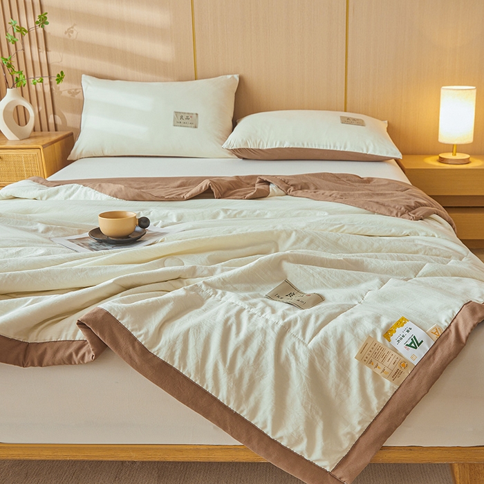 91家纺网 家纺一手货源 找家纺 咏绒家纺工厂店 2025春夏新款7A抗菌水洗棉大豆夏被夏凉被空调被 7A深棕色