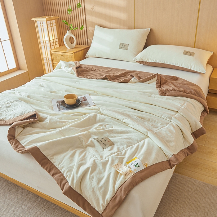 91家纺网 家纺一手货源 找家纺 咏绒家纺工厂店 2025春夏新款7A抗菌水洗棉大豆夏被夏凉被空调被 7A深棕色