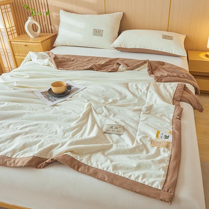 91家纺网 家纺一手货源 找家纺 咏绒家纺工厂店 2025春夏新款7A抗菌水洗棉大豆夏被夏凉被空调被 7A深棕色