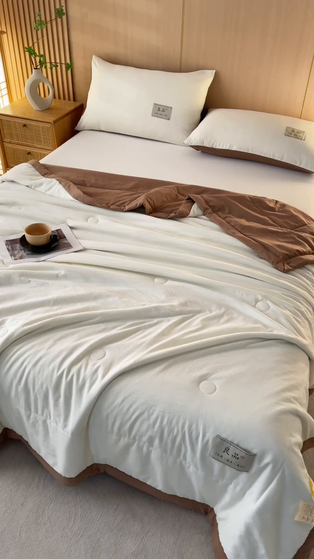 91家纺网 家纺一手货源 找家纺 咏绒家纺工厂店 2025春夏新款7A抗菌水洗棉大豆夏被夏凉被空调被 7A深棕色