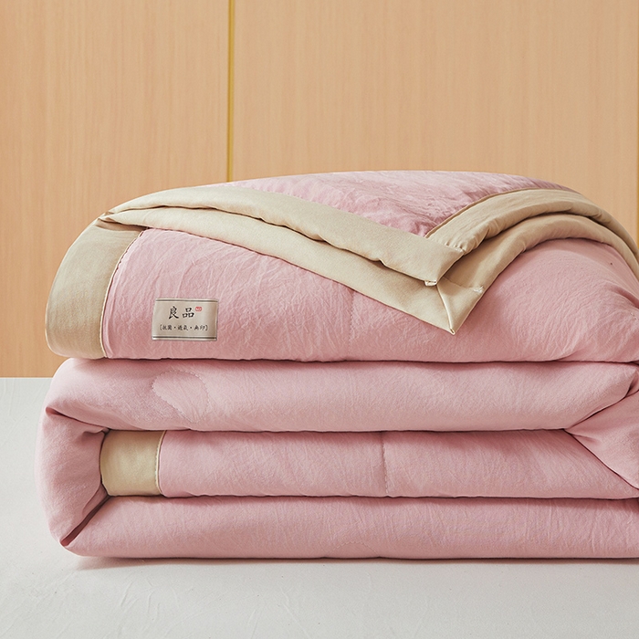 91家纺网 家纺一手货源 找家纺 咏绒家纺工厂店 2025春夏新款7A抗菌水洗棉大豆夏被夏凉被空调被 7A桃粉色