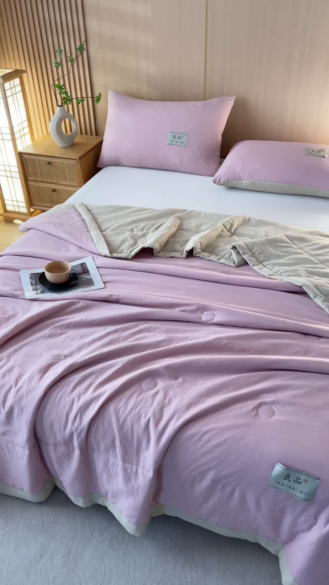 91家纺网 家纺一手货源 找家纺 咏绒家纺工厂店 2025春夏新款7A抗菌水洗棉大豆夏被夏凉被空调被 7A桃粉色