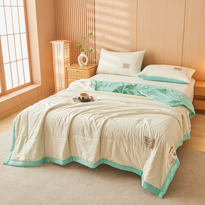 91家纺网 家纺一手货源 找家纺 咏绒家纺工厂店 2025春夏新款7A抗菌水洗棉大豆夏被夏凉被空调被 7A天空蓝