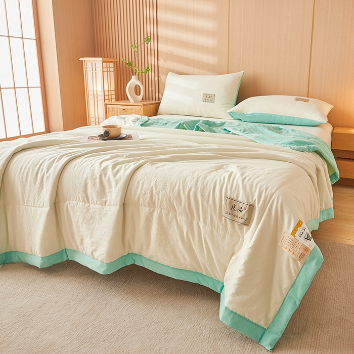 91家纺网 家纺一手货源 找家纺 咏绒家纺工厂店 2025春夏新款7A抗菌水洗棉大豆夏被夏凉被空调被 7A天空蓝