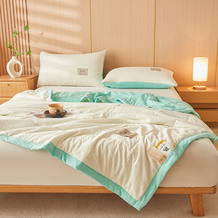 91家纺网 家纺一手货源 找家纺 咏绒家纺工厂店 2025春夏新款7A抗菌水洗棉大豆夏被夏凉被空调被 7A天空蓝