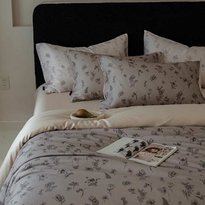 91家纺网 家纺一手货源 找家纺 咏绒家纺工厂店 2025新款A类奥地利进口天丝轻奢花卉款四件套系列 知晓棕-风格二