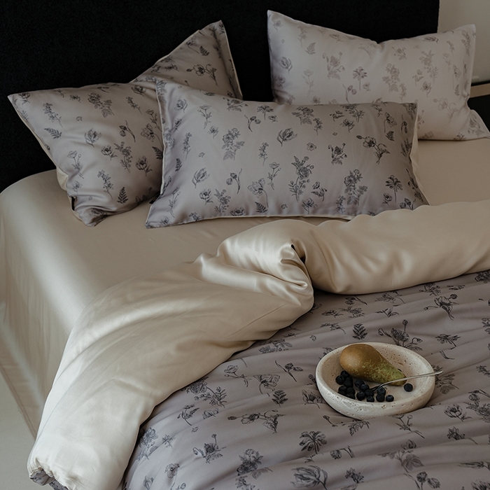 91家纺网 家纺一手货源 找家纺 咏绒家纺工厂店 2025新款A类奥地利进口天丝轻奢花卉款四件套系列 知晓棕-风格二