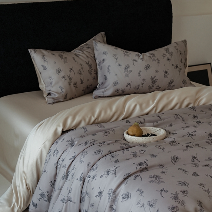 91家纺网 家纺一手货源 找家纺 咏绒家纺工厂店 2025新款A类奥地利进口天丝轻奢花卉款四件套系列 知晓棕-风格二