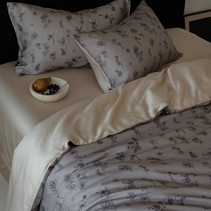 91家纺网 家纺一手货源 找家纺 咏绒家纺工厂店 2025新款A类奥地利进口天丝轻奢花卉款四件套系列 知晓棕-风格二