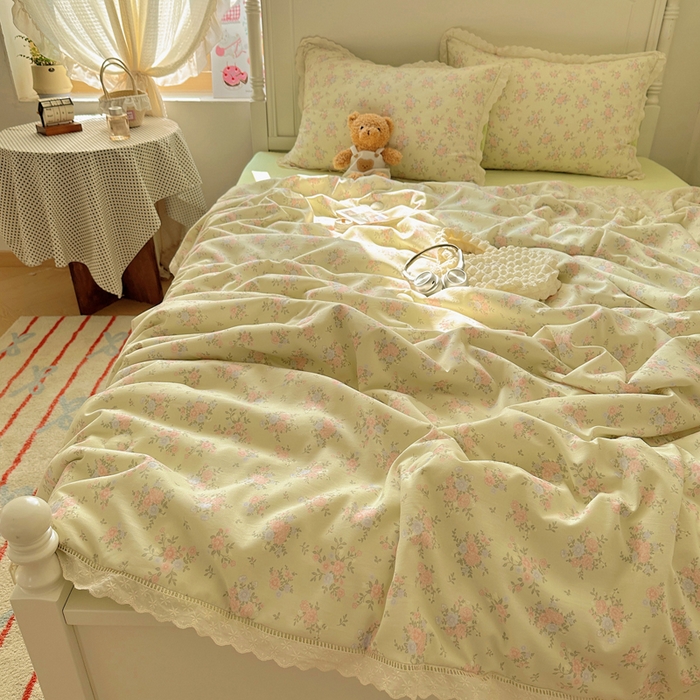 91家纺网 家纺一手货源 找家纺 （总）轻奢坊 2025新款漏空花边水洗棉夏被四件套